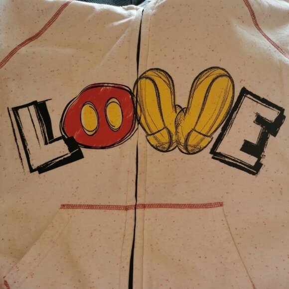 Disney Love Full Zip Hoodie, White with Red - Sz XS - Picture 2 of 10
